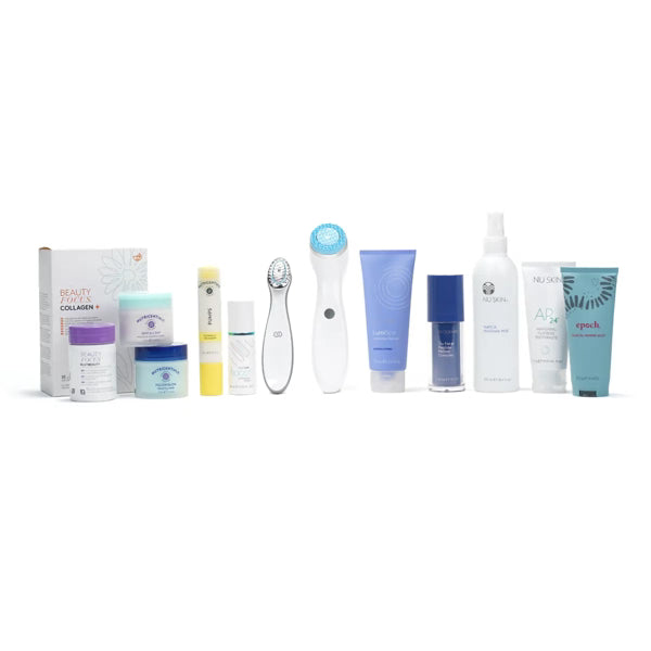 Beautiful Face Kit Blau von Nu Skin: mit LumiSpa iO, Boost, Collagen, Retinol , Marine Mud und mehr für schöne Haut