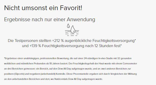 Ergebnisse von Dew All Day Moisture Restore Cream von Nu Skin